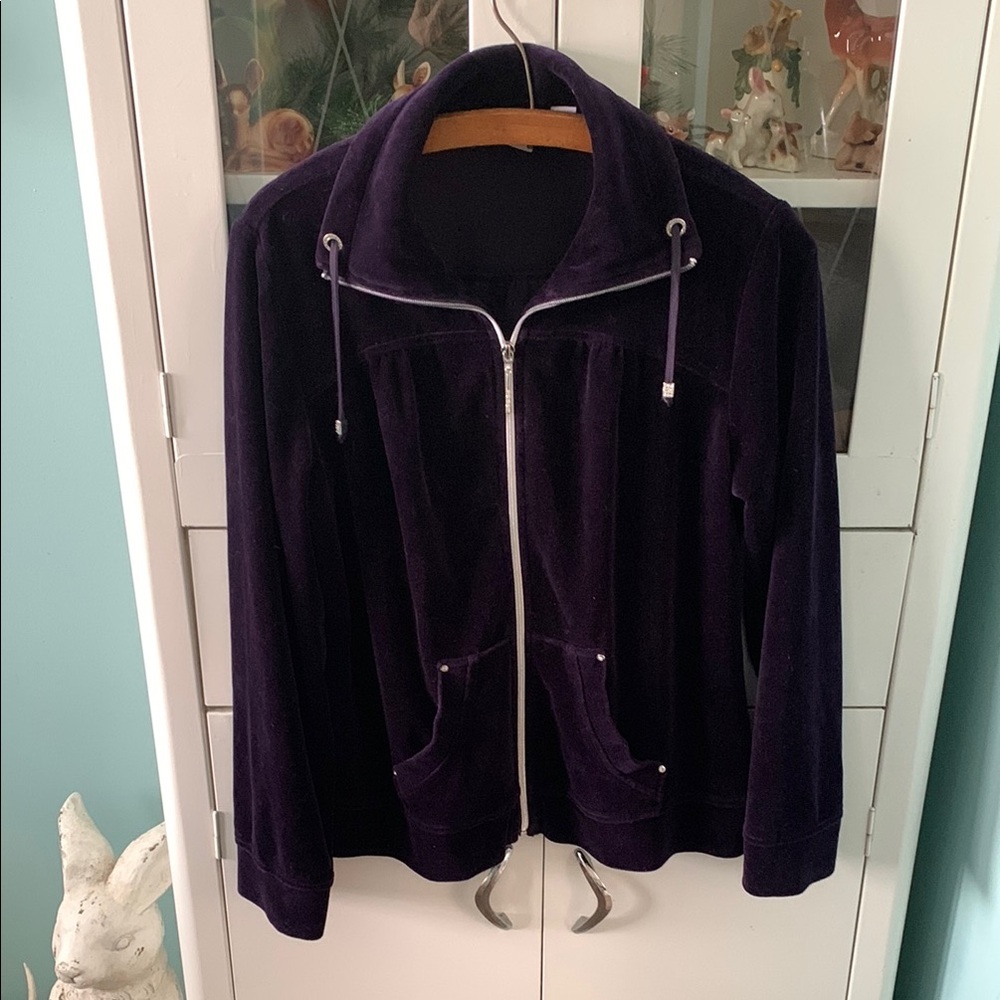 Zenergy Chico’s sz 1 Women's Purple Jacket euc velvety